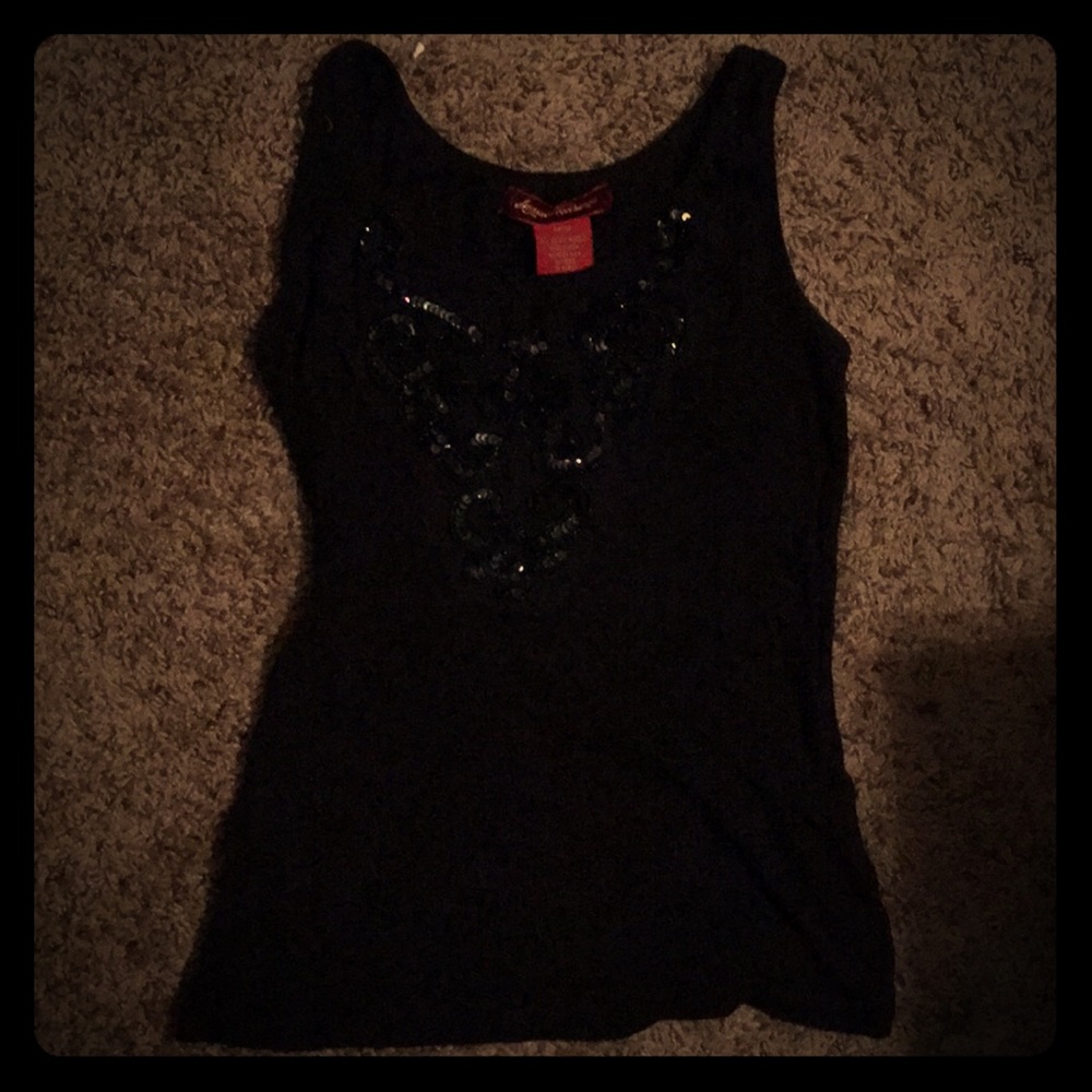 American Exchange Black Sequin Tank Top